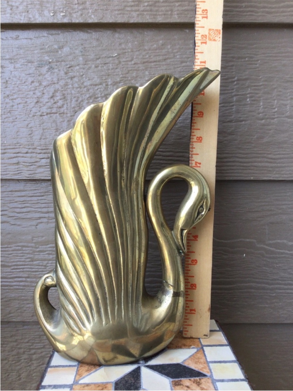 Vintage Large Brass Swan Vase, Rosenthal Netter Swan Vase Sculpture - Gold Tone